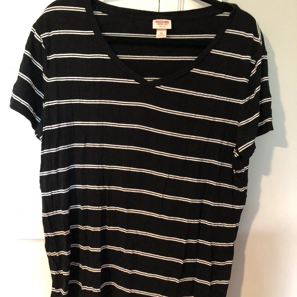 Mossimo V Neck Tee shirt (Black and White)